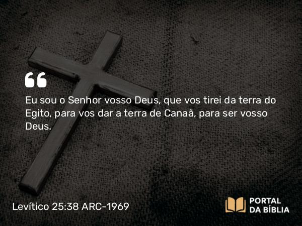 Levítico 25:38 ARC-1969 - Eu sou o Senhor vosso Deus, que vos tirei da terra do Egito, para vos dar a terra de Canaã, para ser vosso Deus.