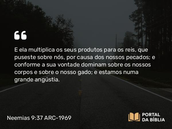 Neemias 9:37 ARC-1969 - E ela multiplica os seus produtos para os reis, que puseste sobre nós, por causa dos nossos pecados; e conforme a sua vontade dominam sobre os nossos corpos e sobre o nosso gado; e estamos numa grande angústia.