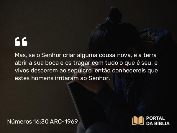 Números 16:30 ARC-1969 - Mas, se o Senhor criar alguma cousa nova, e a terra abrir a sua boca e os tragar com tudo o que é seu, e vivos descerem ao sepulcro, então conhecereis que estes homens irritaram ao Senhor.