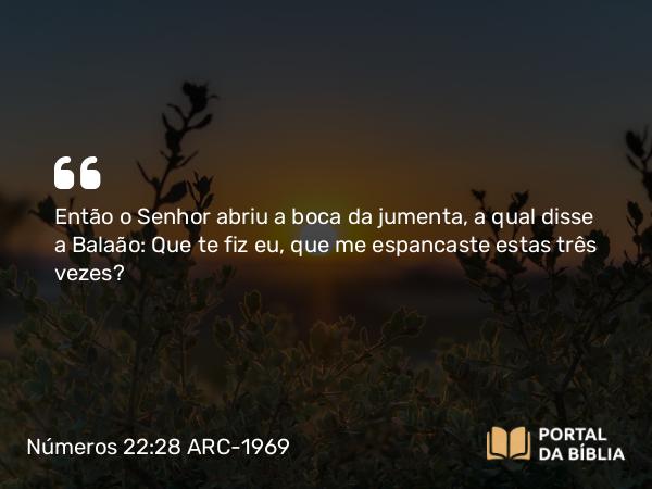 Números 22:28 ARC-1969 - Então o Senhor abriu a boca da jumenta, a qual disse a Balaão: Que te fiz eu, que me espancaste estas três vezes?