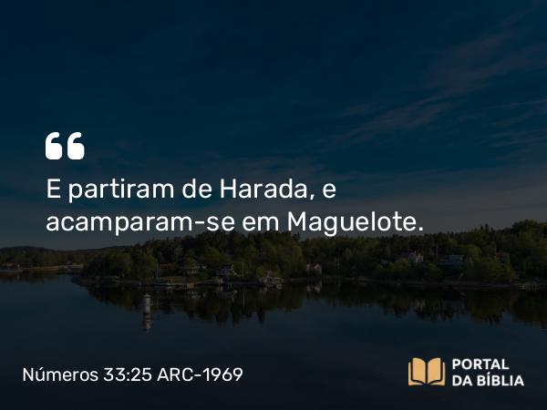 Números 33:25 ARC-1969 - E partiram de Harada, e acamparam-se em Maguelote.