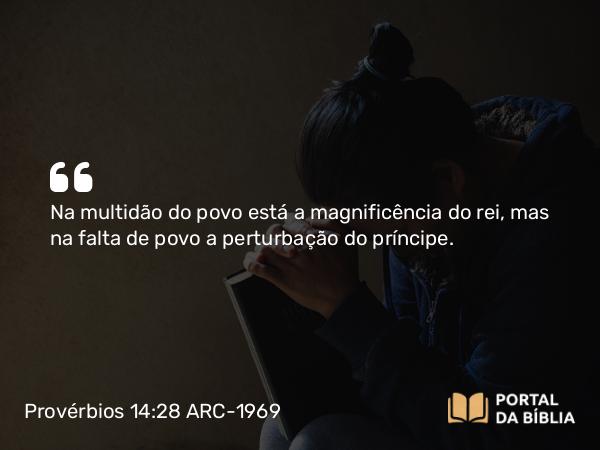 Provérbios 14:28 ARC-1969 - Na multidão do povo está a magnificência do rei, mas na falta de povo a perturbação do príncipe.