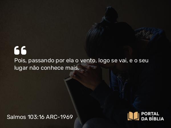 Salmos 103:16 ARC-1969 - Pois, passando por ela o vento, logo se vai, e o seu lugar não conhece mais.