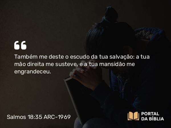 Salmos 18:35 ARC-1969 - Também me deste o escudo da tua salvação: a tua mão direita me susteve, e a tua mansidão me engrandeceu.