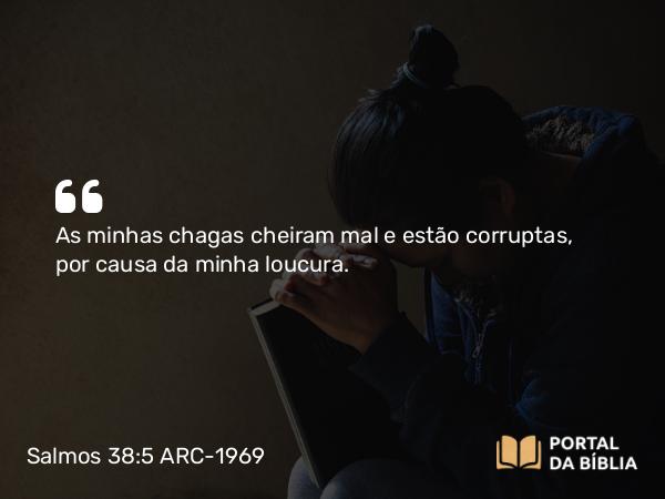 Salmos 38:5 ARC-1969 - As minhas chagas cheiram mal e estão corruptas, por causa da minha loucura.