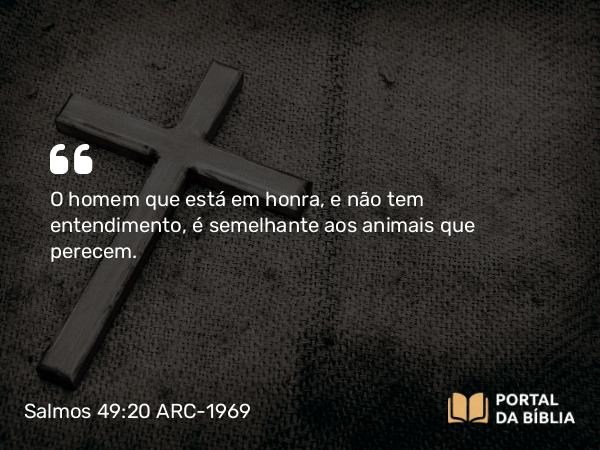 Salmos 49:20 ARC-1969 - O homem que está em honra, e não tem entendimento, é semelhante aos animais que perecem.