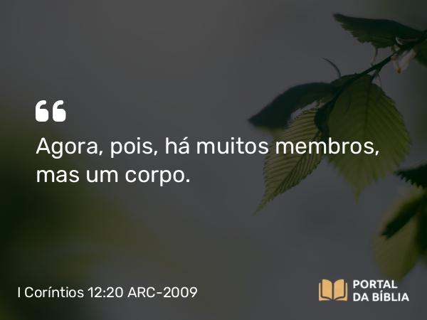 I Coríntios 12:20 ARC-2009 - Agora, pois, há muitos membros, mas um corpo.