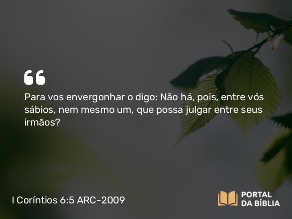 I Coríntios 6:5 ARC-2009 - Para vos envergonhar o digo: Não há, pois, entre vós sábios, nem mesmo um, que possa julgar entre seus irmãos?