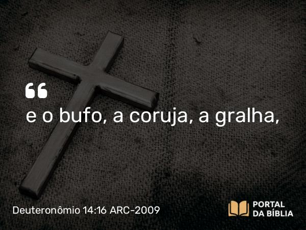 Deuteronômio 14:16 ARC-2009 - e o bufo, a coruja, a gralha,