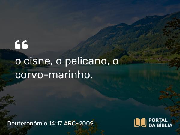 Deuteronômio 14:17 ARC-2009 - o cisne, o pelicano, o corvo-marinho,