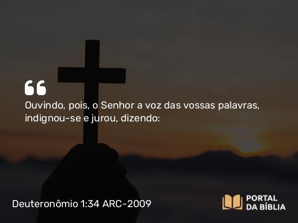 Deuteronômio 1:34-35 ARC-2009 - Ouvindo, pois, o Senhor a voz das vossas palavras, indignou-se e jurou, dizendo: