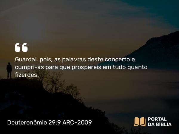 Deuteronômio 29:9 ARC-2009 - Guardai, pois, as palavras deste concerto e cumpri-as para que prospereis em tudo quanto fizerdes.