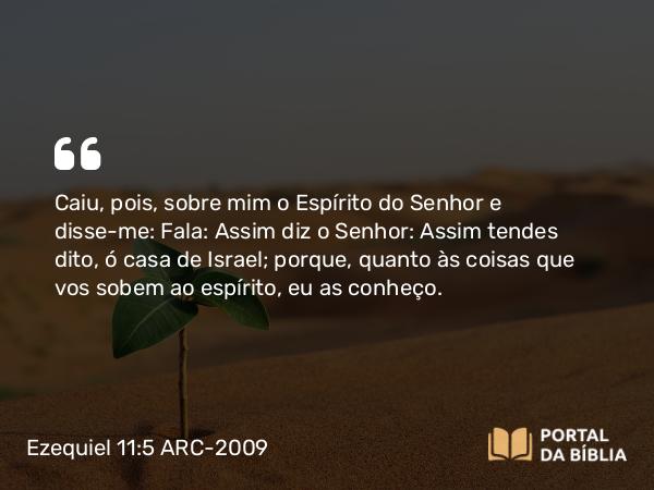 Ezequiel 11:5 ARC-2009 - Caiu, pois, sobre mim o Espírito do Senhor e disse-me: Fala: Assim diz o Senhor: Assim tendes dito, ó casa de Israel; porque, quanto às coisas que vos sobem ao espírito, eu as conheço.