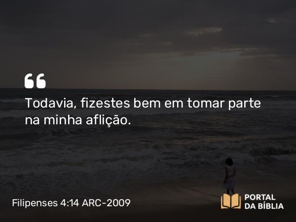 Filipenses 4:14 ARC-2009 - Todavia, fizestes bem em tomar parte na minha aflição.