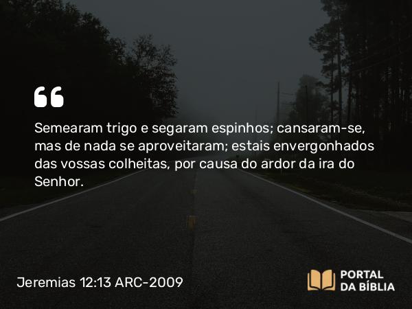 Jeremias 12:13 ARC-2009 - Semearam trigo e segaram espinhos; cansaram-se, mas de nada se aproveitaram; estais envergonhados das vossas colheitas, por causa do ardor da ira do Senhor.