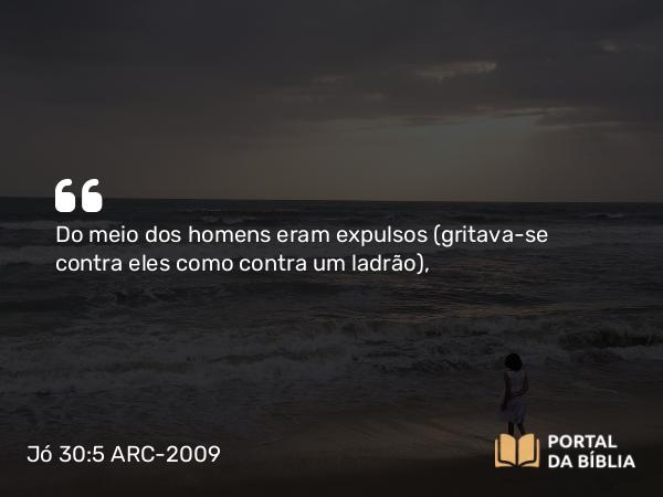 Jó 30:5 ARC-2009 - Do meio dos homens eram expulsos (gritava-se contra eles como contra um ladrão),