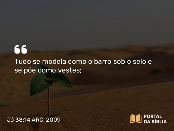 Jó 38:14 ARC-2009 - Tudo se modela como o barro sob o selo e se põe como vestes;