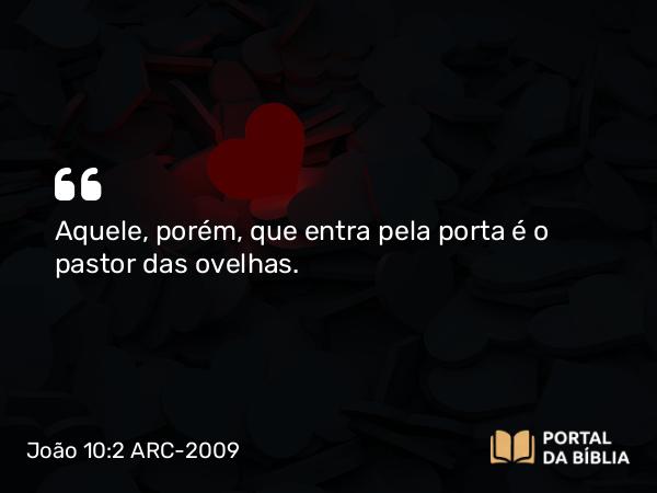 João 10:2 ARC-2009 - Aquele, porém, que entra pela porta é o pastor das ovelhas.