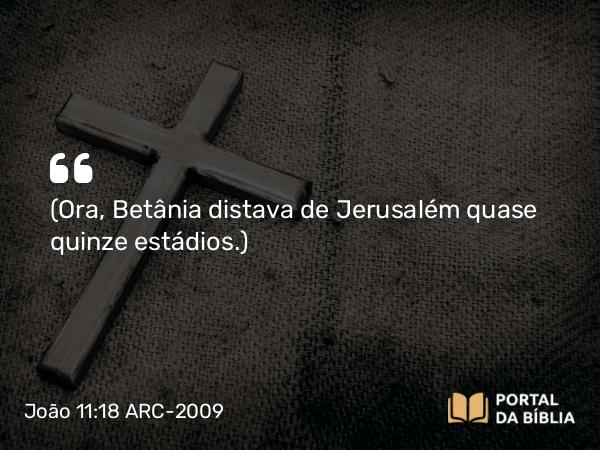 João 11:18 ARC-2009 - (Ora, Betânia distava de Jerusalém quase quinze estádios.)