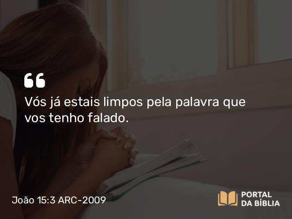 João 15:3 ARC-2009 - Vós já estais limpos pela palavra que vos tenho falado.