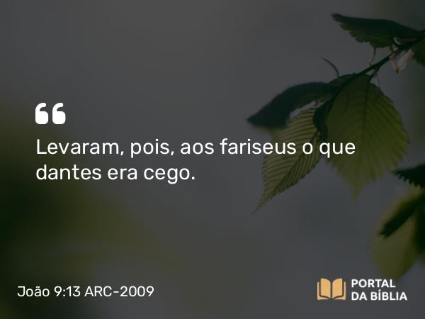 João 9:13 ARC-2009 - Levaram, pois, aos fariseus o que dantes era cego.