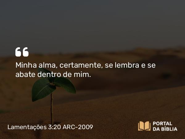 Lamentações 3:20 ARC-2009 - Minha alma, certamente, se lembra e se abate dentro de mim.