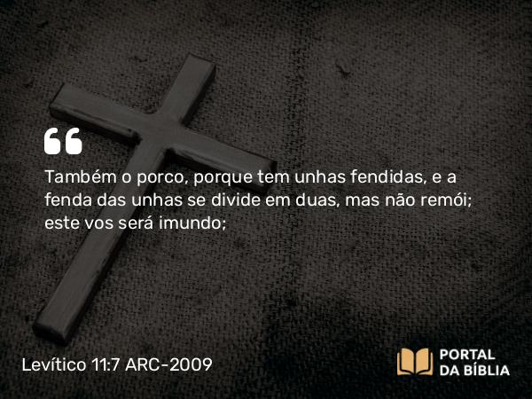 Levítico 11:7-8 ARC-2009 - Também o porco, porque tem unhas fendidas, e a fenda das unhas se divide em duas, mas não remói; este vos será imundo;