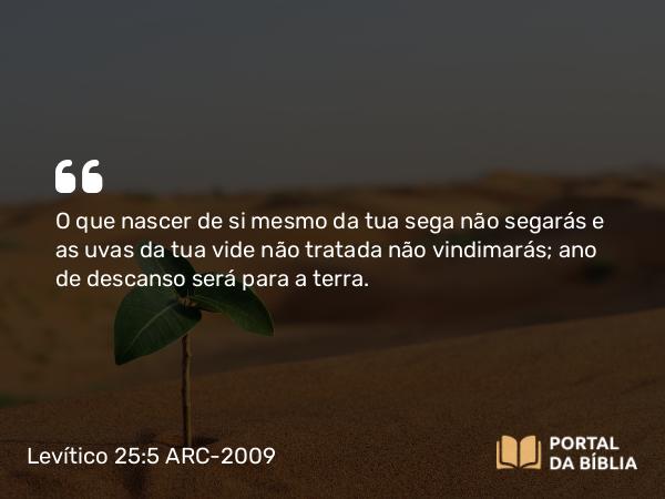 Levítico 25:5 ARC-2009 - O que nascer de si mesmo da tua sega não segarás e as uvas da tua vide não tratada não vindimarás; ano de descanso será para a terra.