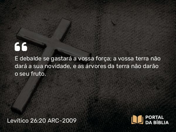 Levítico 26:20 ARC-2009 - E debalde se gastará a vossa força; a vossa terra não dará a sua novidade, e as árvores da terra não darão o seu fruto.