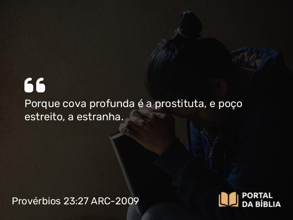 Provérbios 23:27 ARC-2009 - Porque cova profunda é a prostituta, e poço estreito, a estranha.