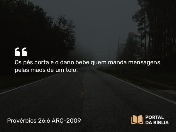 Provérbios 26:6 ARC-2009 - Os pés corta e o dano bebe quem manda mensagens pelas mãos de um tolo.