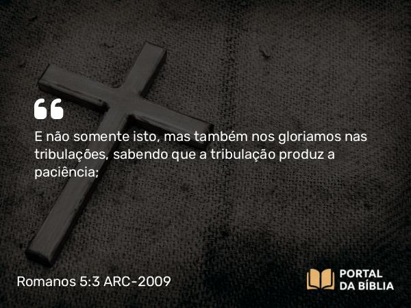 Romanos 5:3-4 ARC-2009 - E não somente isto, mas também nos gloriamos nas tribulações, sabendo que a tribulação produz a paciência;