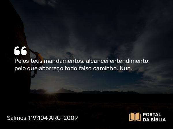 Salmos 119:104 ARC-2009 - Pelos teus mandamentos, alcancei entendimento; pelo que aborreço todo falso caminho. Nun.