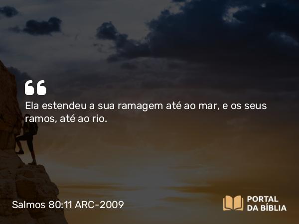 Salmos 80:11 ARC-2009 - Ela estendeu a sua ramagem até ao mar, e os seus ramos, até ao rio.