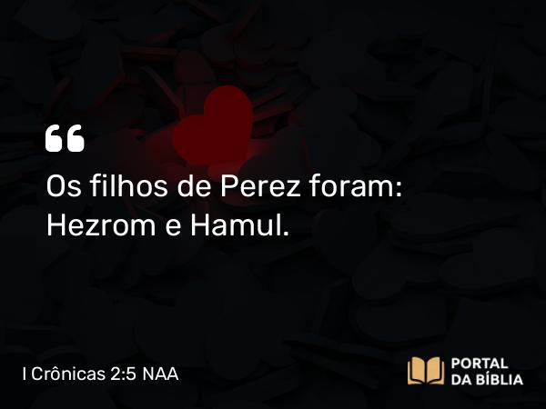 I Crônicas 2:5 NAA - Os filhos de Perez foram: Hezrom e Hamul.