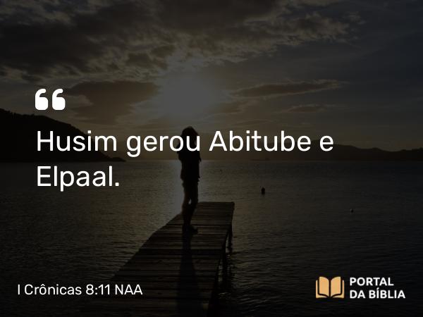 I Crônicas 8:11 NAA - Husim gerou Abitube e Elpaal.