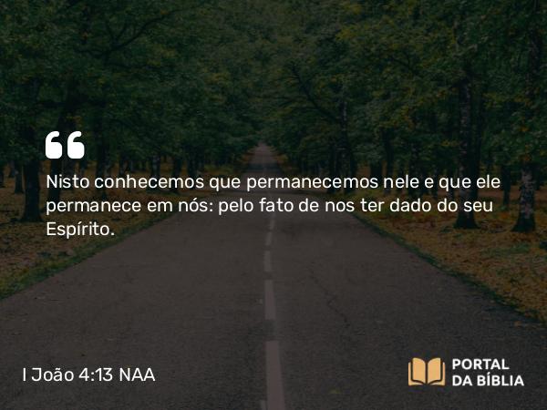 I João 4:13 NAA - Nisto conhecemos que permanecemos nele e que ele permanece em nós: pelo fato de nos ter dado do seu Espírito.