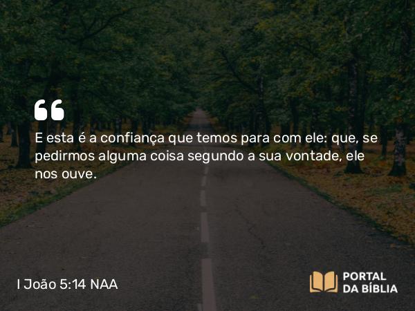 I João 5:14-15 NAA - E esta é a confiança que temos para com ele: que, se pedirmos alguma coisa segundo a sua vontade, ele nos ouve.