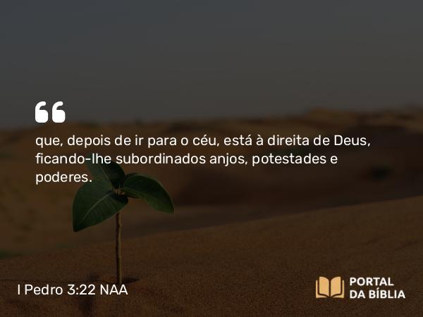 I Pedro 3:22 NAA - que, depois de ir para o céu, está à direita de Deus, ficando-lhe subordinados anjos, potestades e poderes.