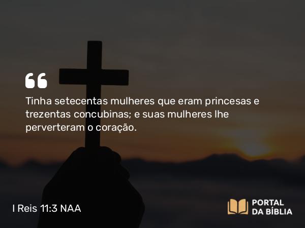 I Reis 11:3 NAA - Tinha setecentas mulheres que eram princesas e trezentas concubinas; e suas mulheres lhe perverteram o coração.