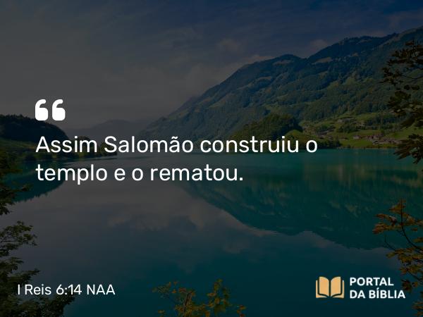 I Reis 6:14 NAA - Assim Salomão construiu o templo e o rematou.