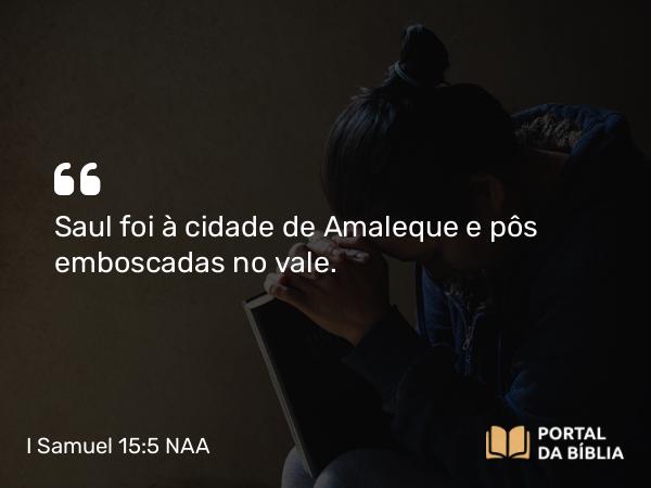 I Samuel 15:5 NAA - Saul foi à cidade de Amaleque e pôs emboscadas no vale.