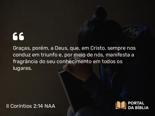 II Coríntios 2:14 NAA - Graças, porém, a Deus, que, em Cristo, sempre nos conduz em triunfo e, por meio de nós, manifesta a fragrância do seu conhecimento em todos os lugares.