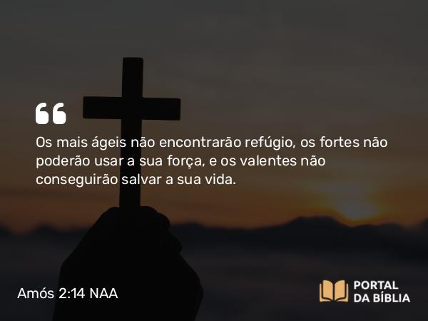 Amós 2:14-15 NAA - Os mais ágeis não encontrarão refúgio, os fortes não poderão usar a sua força, e os valentes não conseguirão salvar a sua vida.