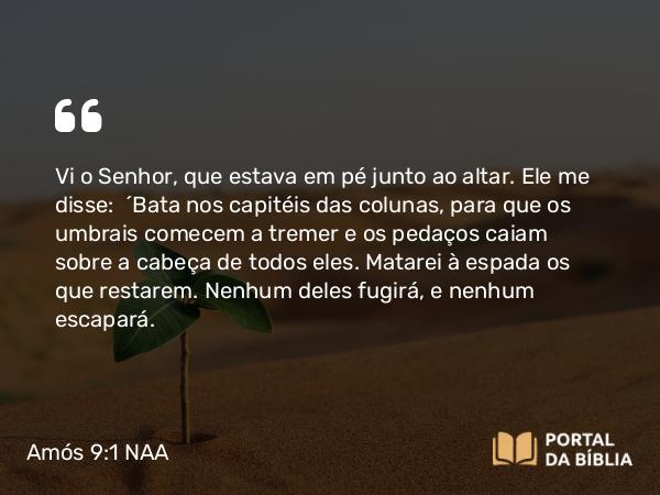 Amós 9:1 NAA - Vi o Senhor, que estava em pé junto ao altar. Ele me disse: 