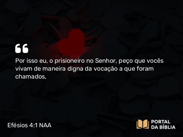 Efésios 4:1-16 NAA - Por isso eu, o prisioneiro no Senhor, peço que vocês vivam de maneira digna da vocação a que foram chamados,