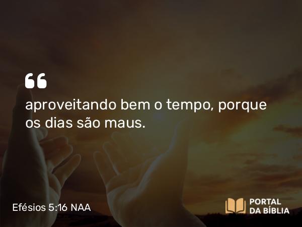 Efésios 5:16 NAA - aproveitando bem o tempo, porque os dias são maus.