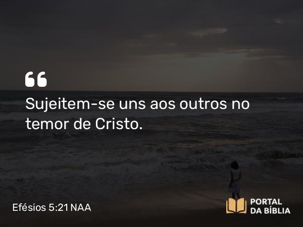 Efésios 5:21 NAA - Sujeitem-se uns aos outros no temor de Cristo.