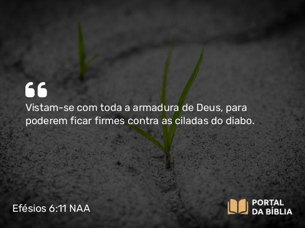 Efésios 6:11-12 NAA - Vistam-se com toda a armadura de Deus, para poderem ficar firmes contra as ciladas do diabo.