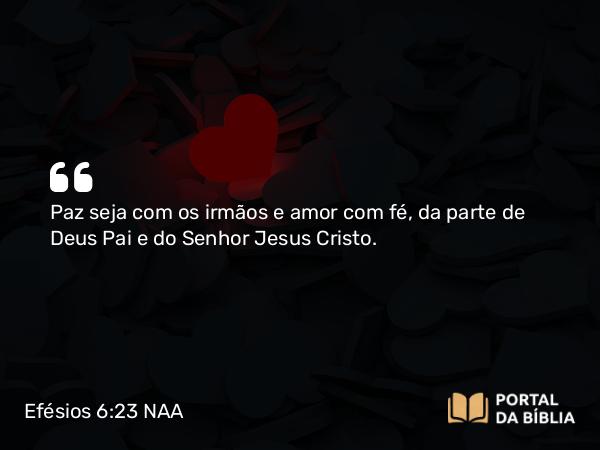 Efésios 6:23 NAA - Paz seja com os irmãos e amor com fé, da parte de Deus Pai e do Senhor Jesus Cristo.